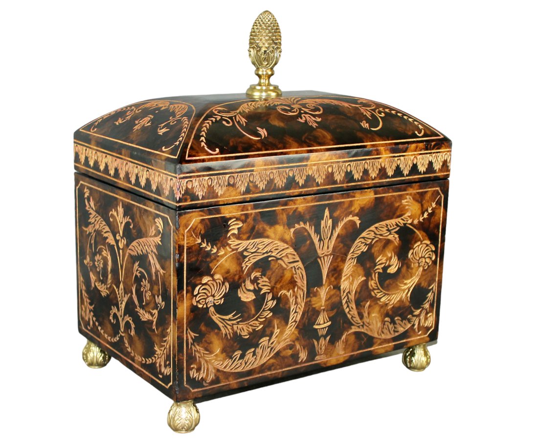 Maitland Smith painted box with pineapple finial (1 of 8)