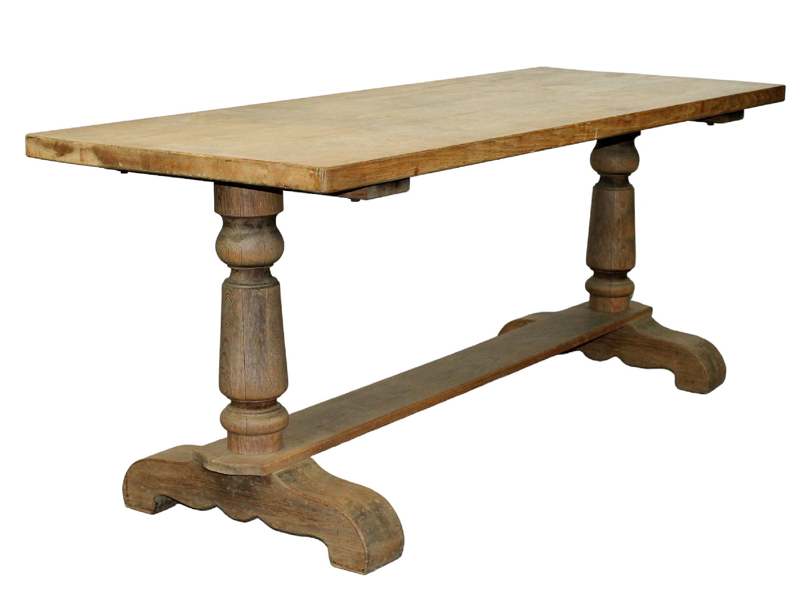 French oak trestle table: French oak trestle table. 29 1/2"h x 72"l x 28"d
