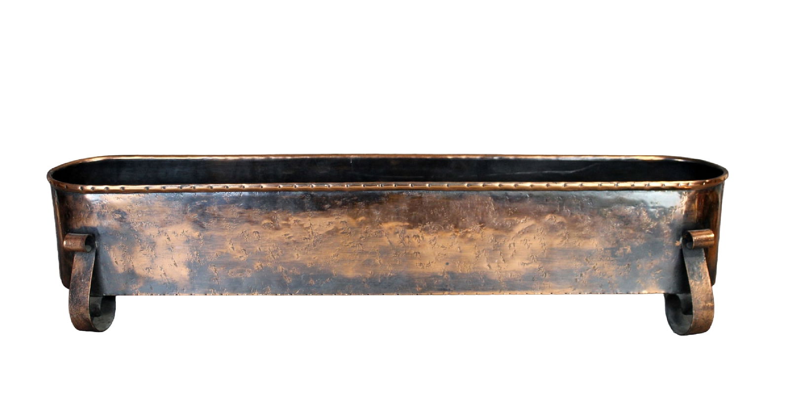 French Large Copper Oval Planter Box On Scrolled Feet Auction