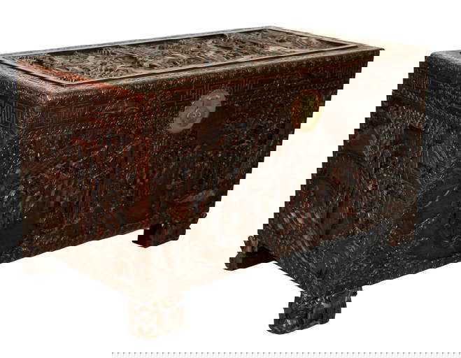 Wing On Company Chinese Relief Carved Trunk