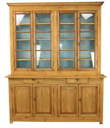 French 4-door farmhouse bookcase in pine
