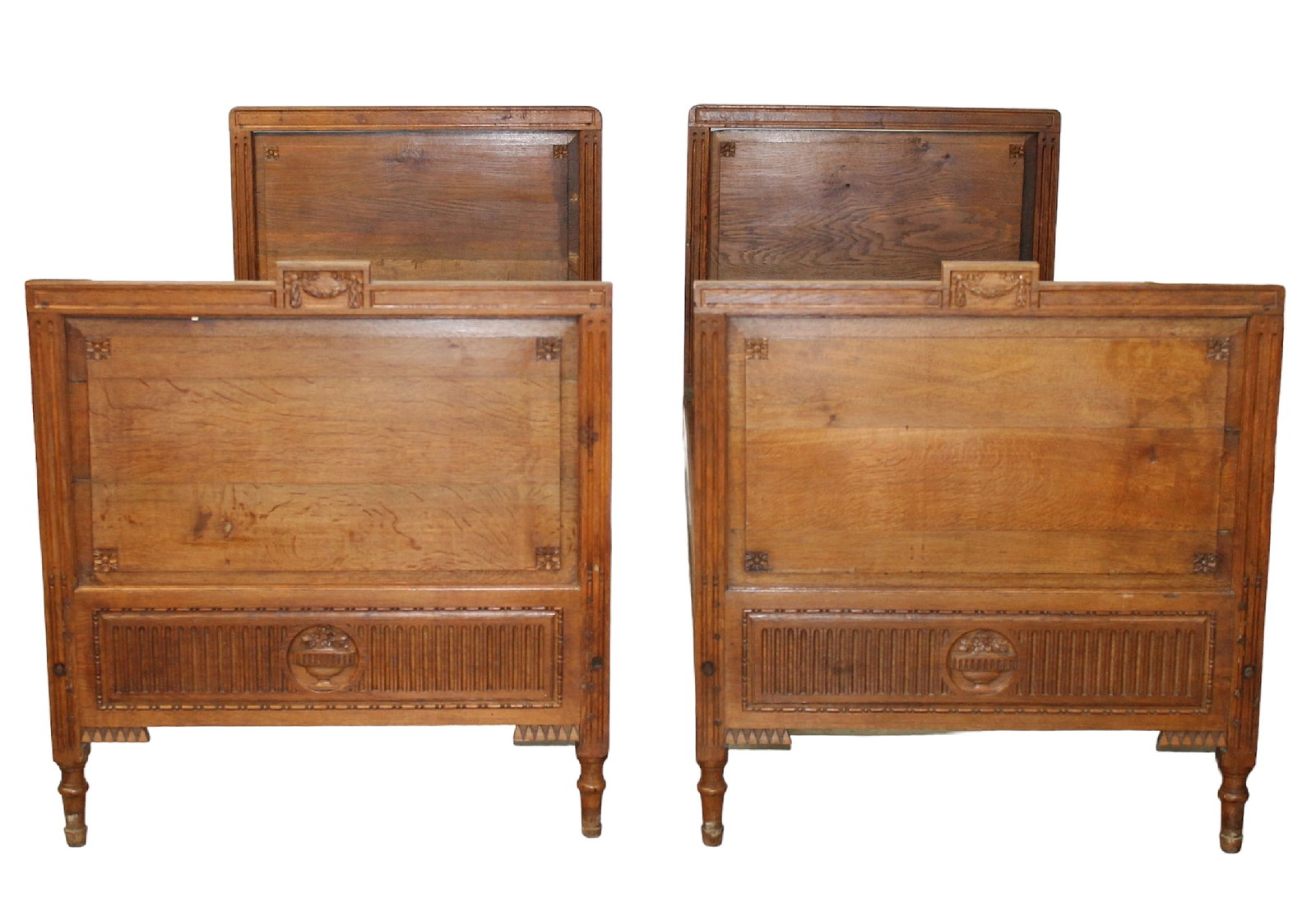 Pair of French Louis XVI style beds in oak (1 of 9)