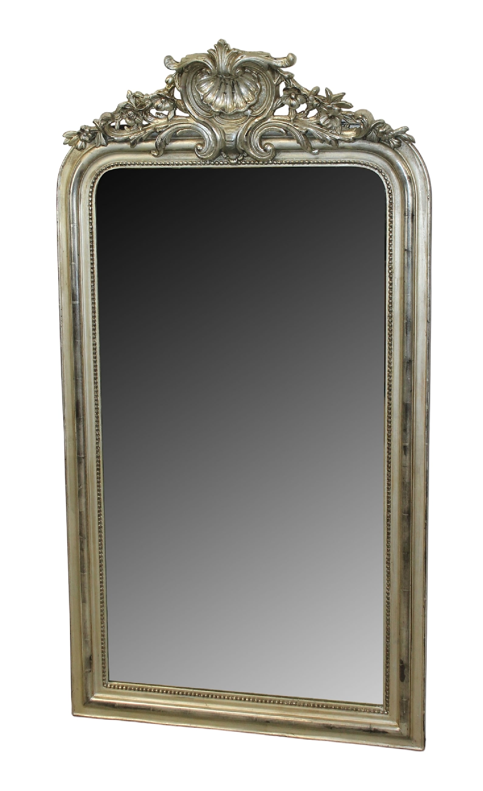 French Louis Philippe silver leaf mirror with rocaille shell (1 of 7)