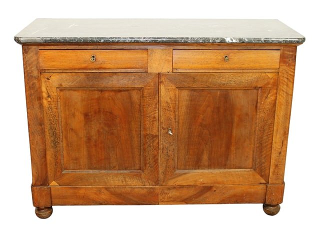 French Louis Philippe buffet bas in walnut with marble top (1 of 8)