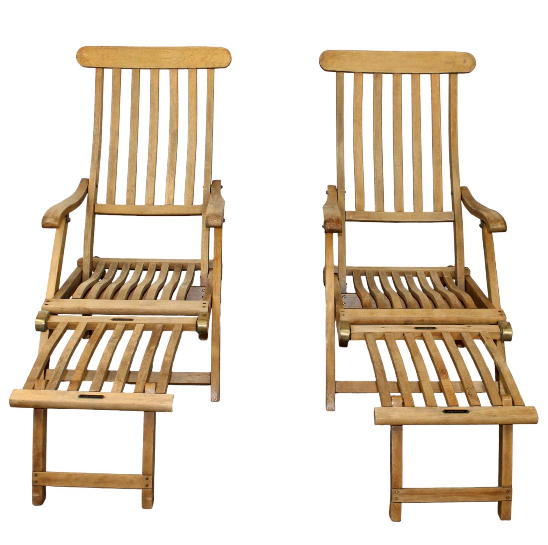 Pair of vintage steamer deck chairs in teak (1 of 14)