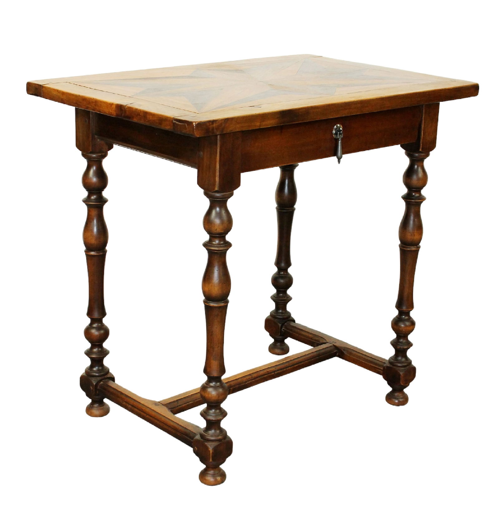 French side table in walnut with marquetry compass rose (1 of 8)