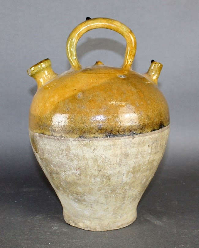 French Demi-glazed terra cotta verseuse (pitcher) (1 of 9)