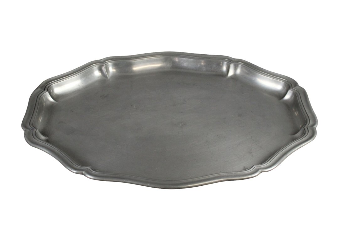 French Etainart octagonal pewter tray: French octagonal pewter tray. Stamped Etain Art Titre Legal Made in France. 16 3/4"l x 13 5/8"w