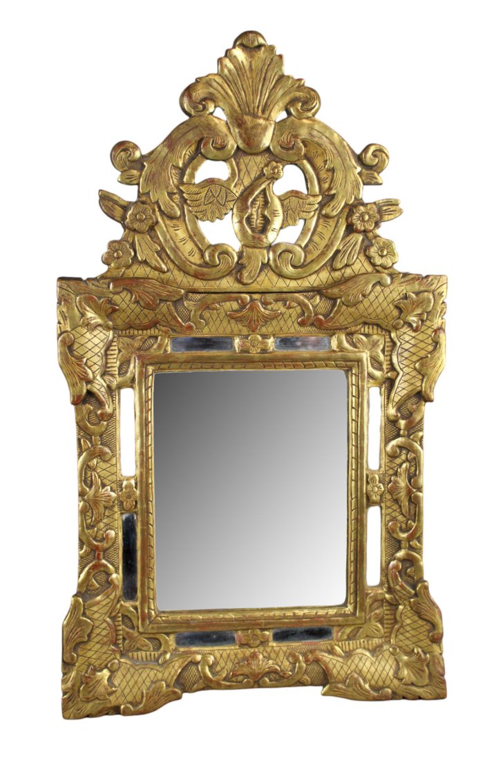 French Regency style mirror in carved and gilded wood frame. (1 of 7)
