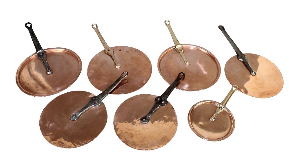 Lot of 7 French copper pot lids (1 of 9)