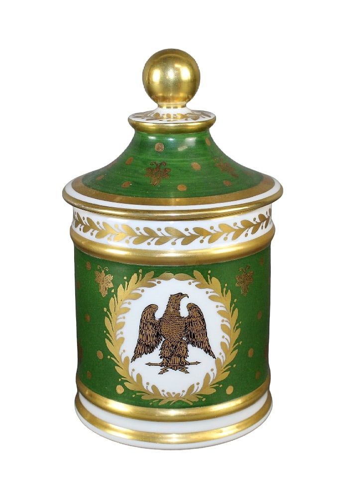 French Limoges porcelain apothecary jar with eagle (1 of 8)