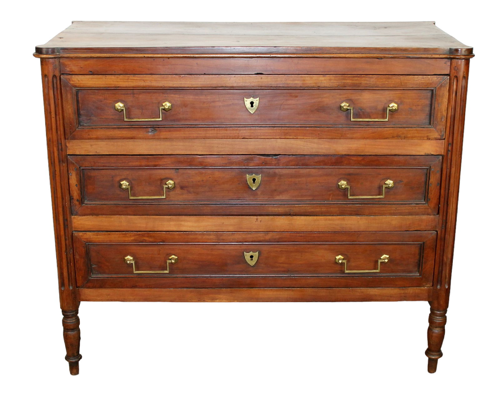 French Louis XVI 3 drawer commode in walnut (1 of 12)