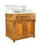 French farmhouse lavabo cabinet in walnut with marble top and sink