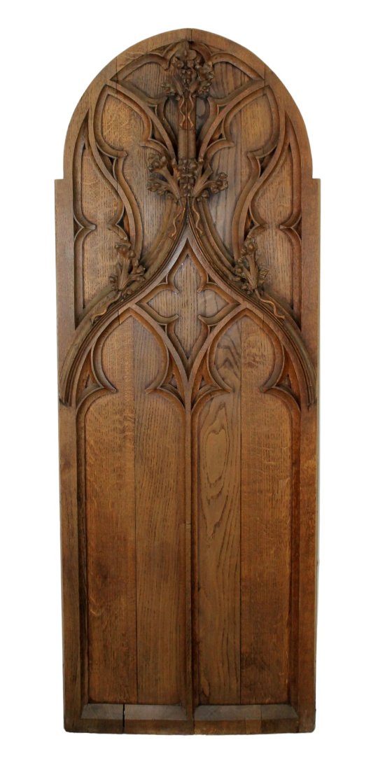 French Gothic Revival arched panel in carved oak (1 of 11)