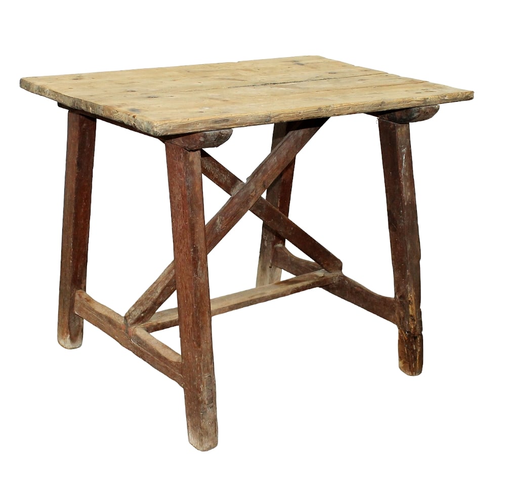 French rustic farmhouse table in pine with crossed base (1 of 7)