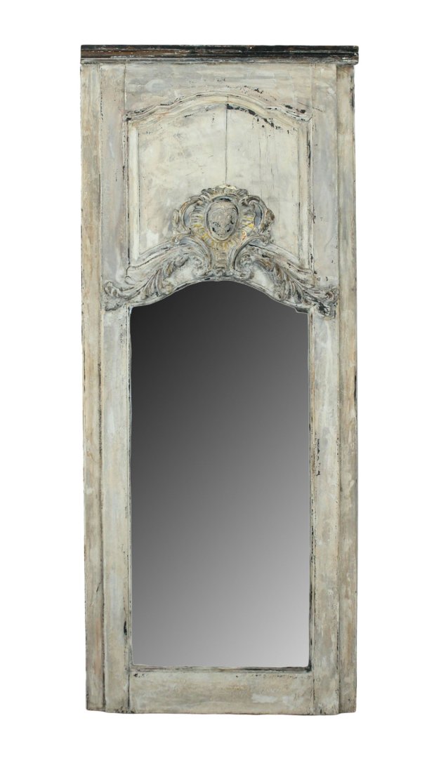 French trumeau mirror with carved cabochon crest (1 of 9)