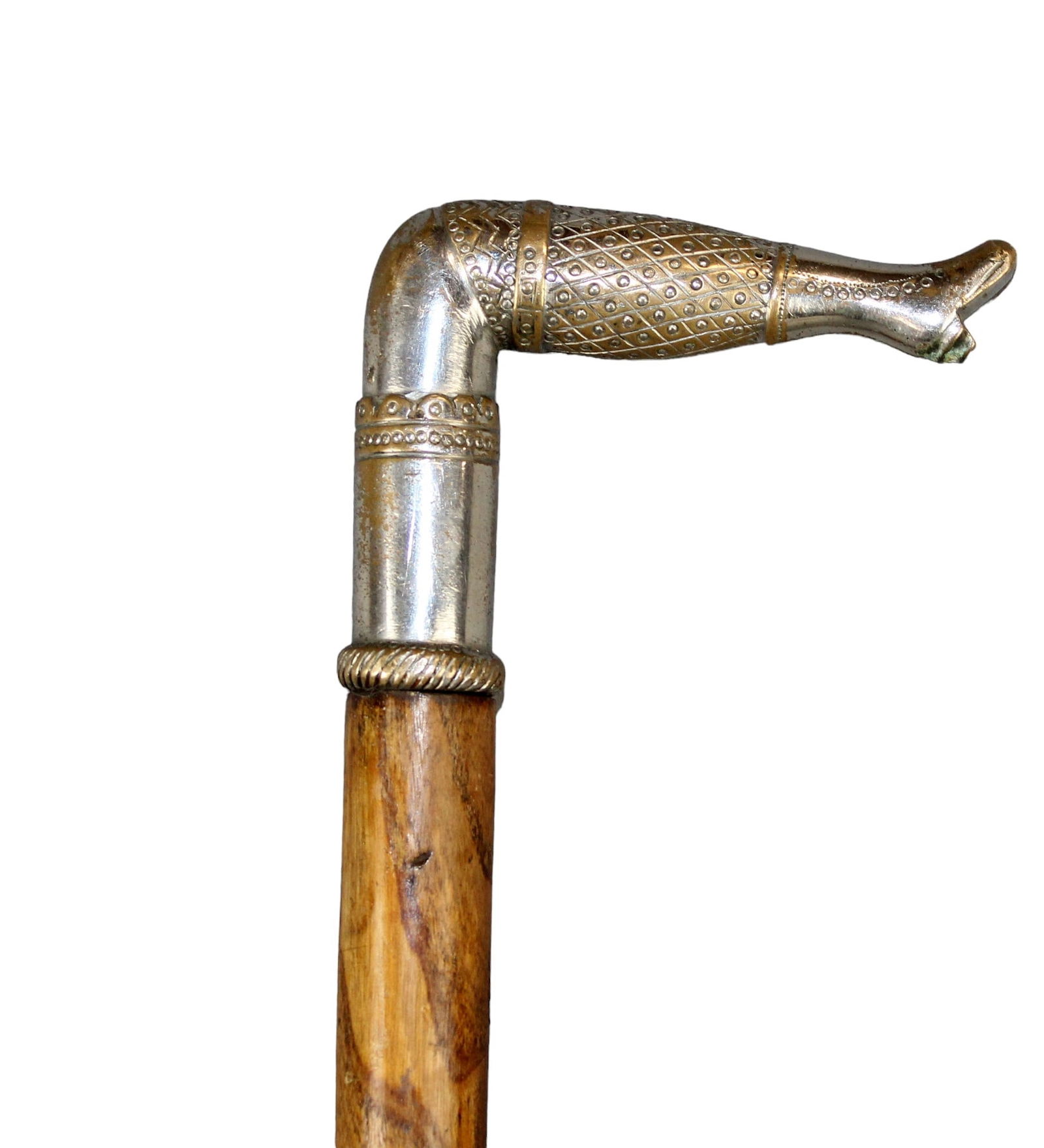 French Louis Philippe walking stick cane with silverplate lady's leg (1 of 7)