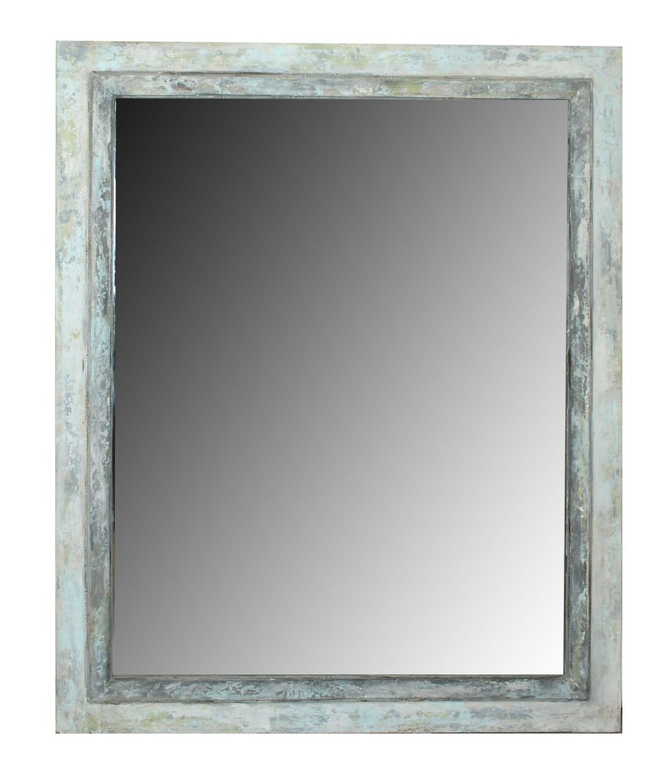 French 19th century painted pine mirror (1 of 9)
