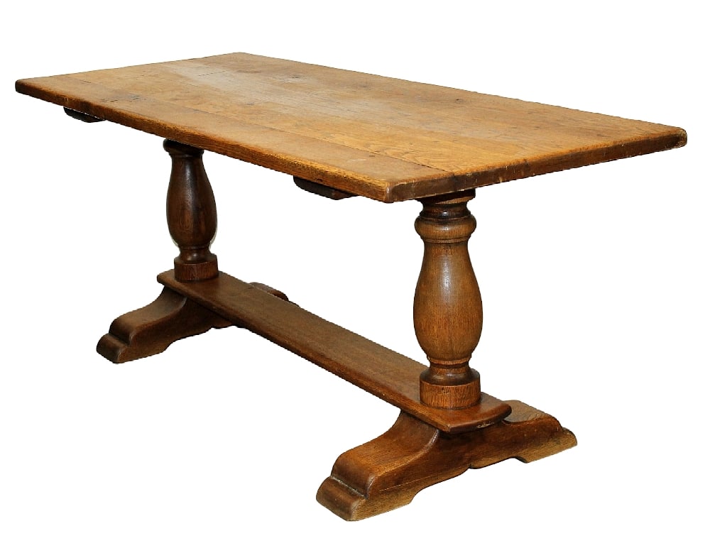 French oak dining table on turned legs (1 of 8)