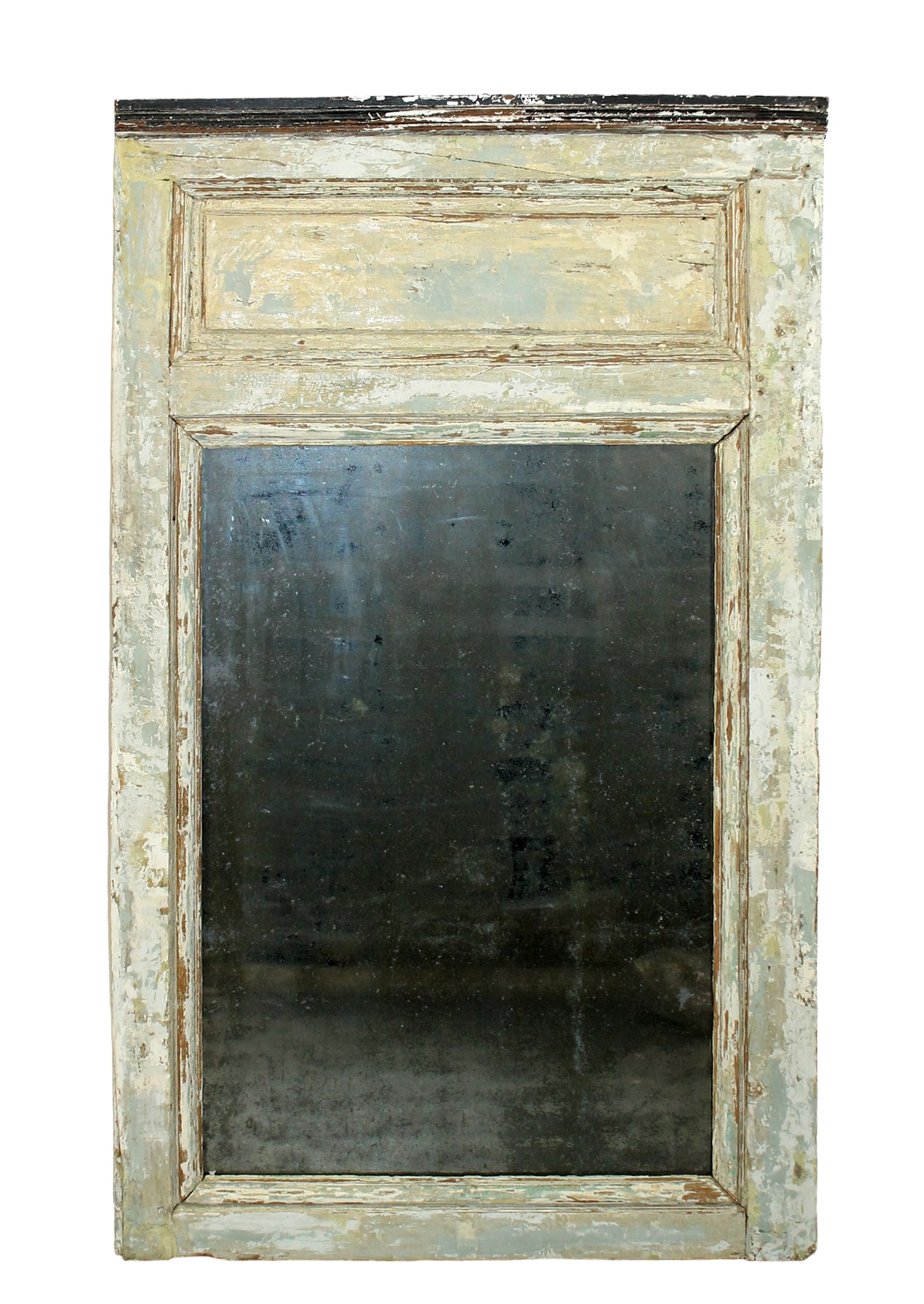 French painted pine trumeau mirror (1 of 10)