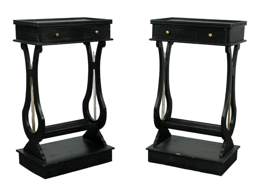 Pair of French Napoleon III ebonized night tables (1 of 8)