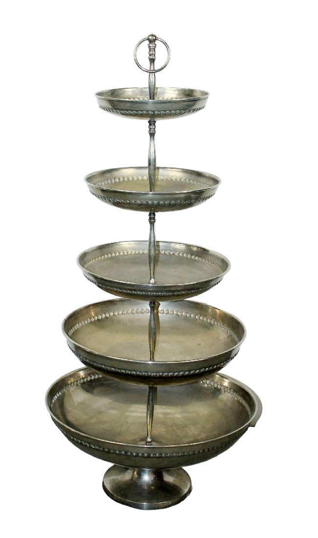 French 5-tier silver plate dessert server with beaded edge (1 of 9)