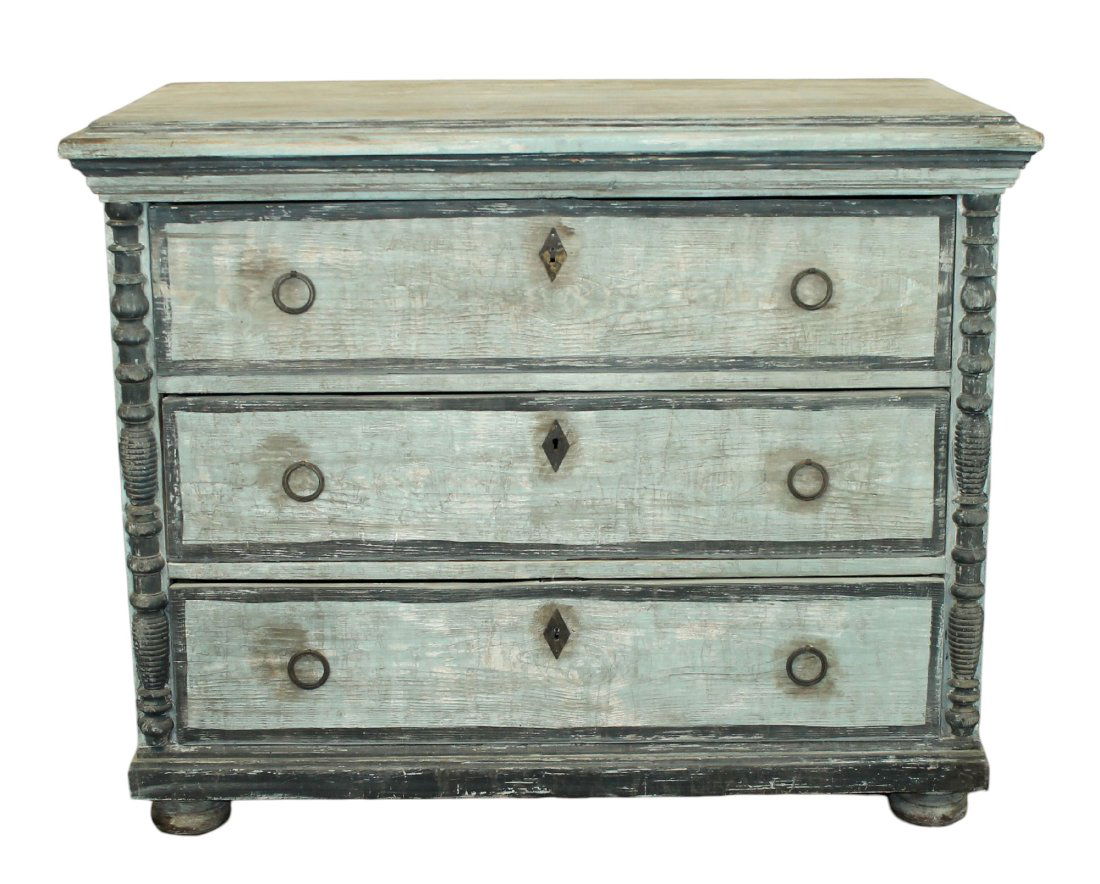 French painted pine 3 drawer commode from Northern Europe (1 of 11)