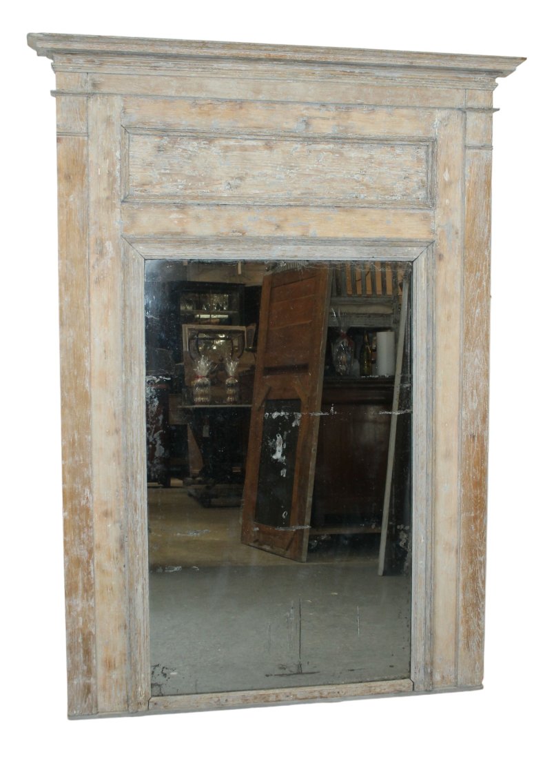 French Directoire trumeau in partial stripped oak and pine with original glass (1 of 8)