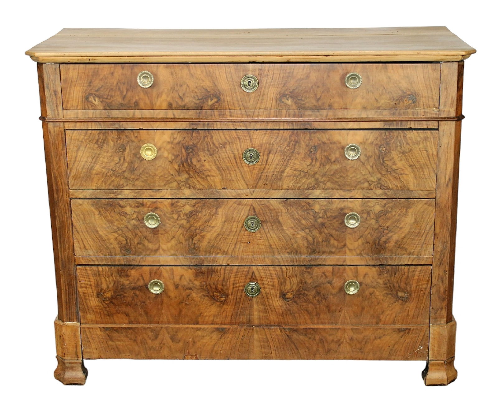 French Louis Philippe 4 drawer commode in walnut with wood top (1 of 10)