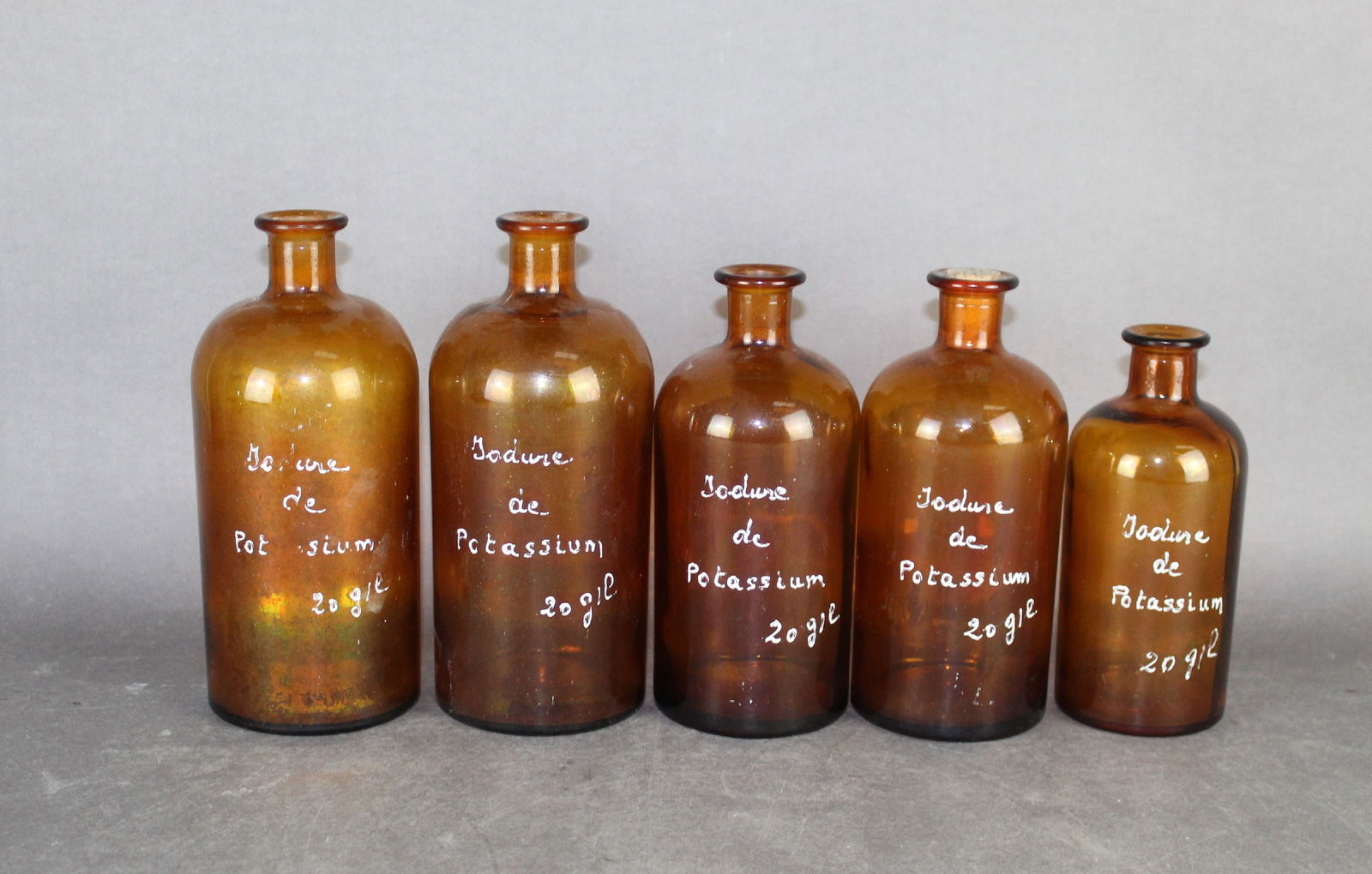 Lot of 5 amber glass bottles (1 of 5)