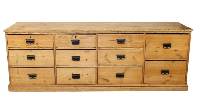 French pine shop counter with 11 drawers (1 of 14)