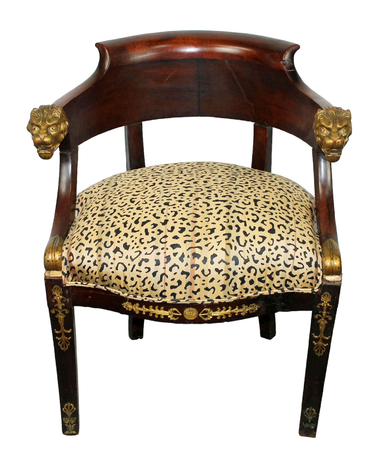 Empire style mahogany barrel back armchair with lions (1 of 11)
