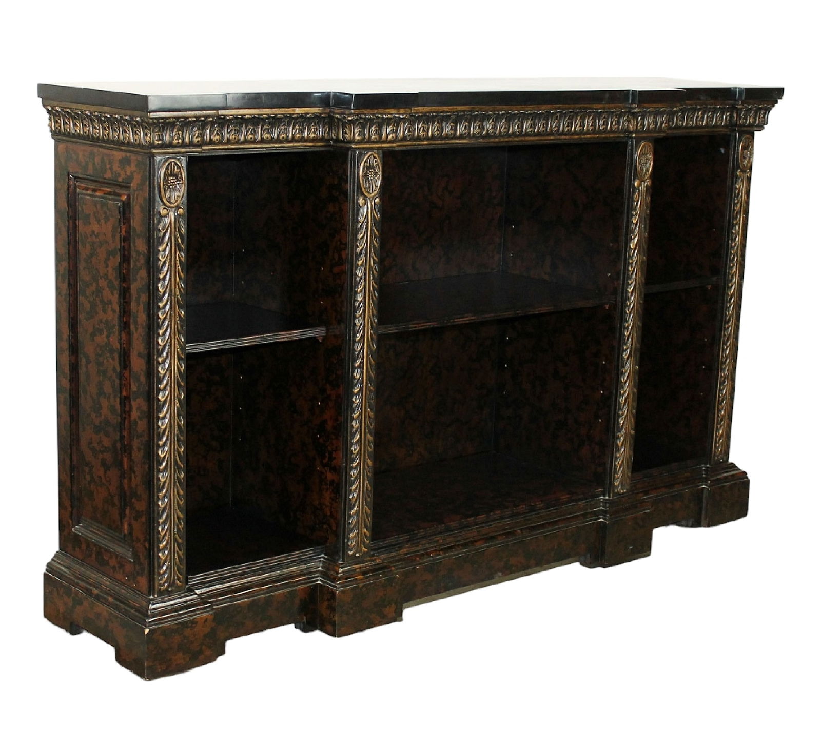 Maitland Smith faux painted open bookcase with tessellated marble top (1 of 8)