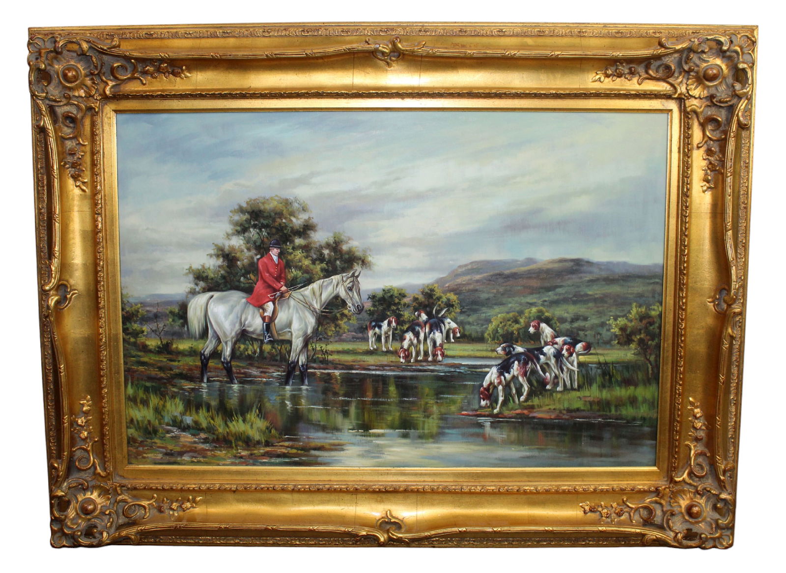 Oil on canvas depicting English hunt scene (1 of 8)