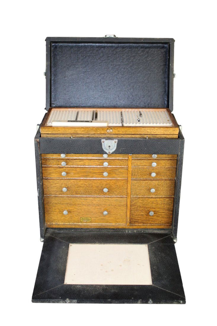 Vintage National Cabinet Co oak tool box in Corbin leather travel case (1 of 13)