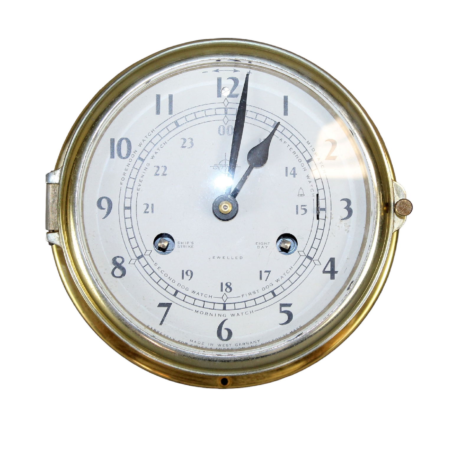 German ship's clock in brass by Swift & Anderson (1 of 12)