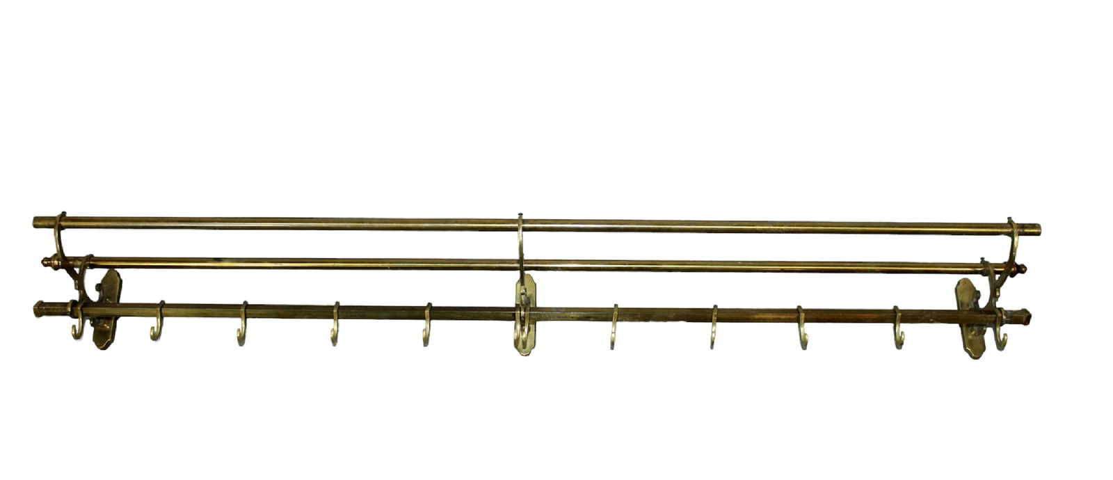 French wall mount bronze coat & luggage rack with hooks (1 of 9)