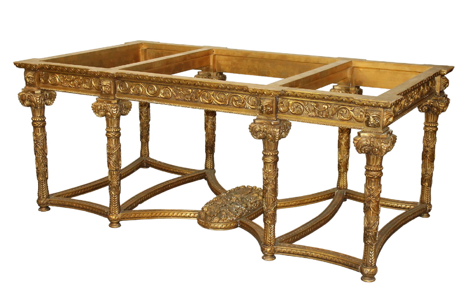 Carved gilt wood dining table base (1 of 8)