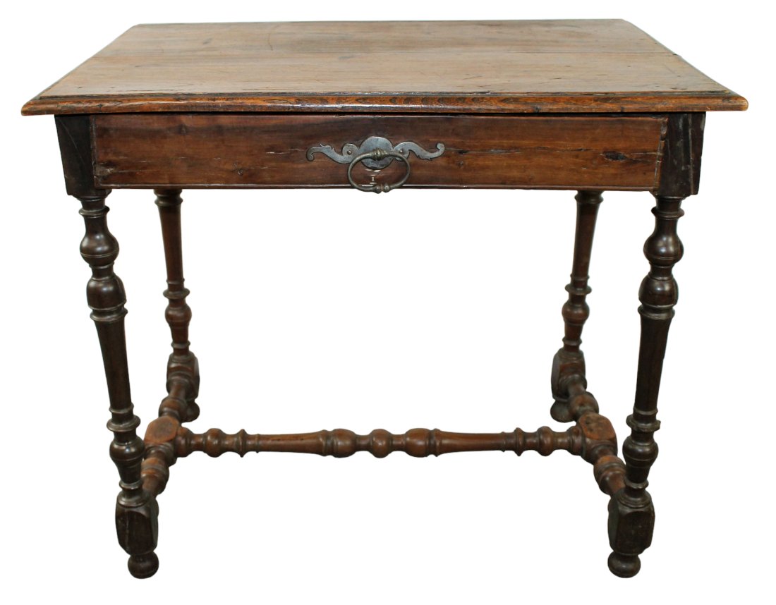 French bureau plat desk in walnut with single drawer (1 of 7)