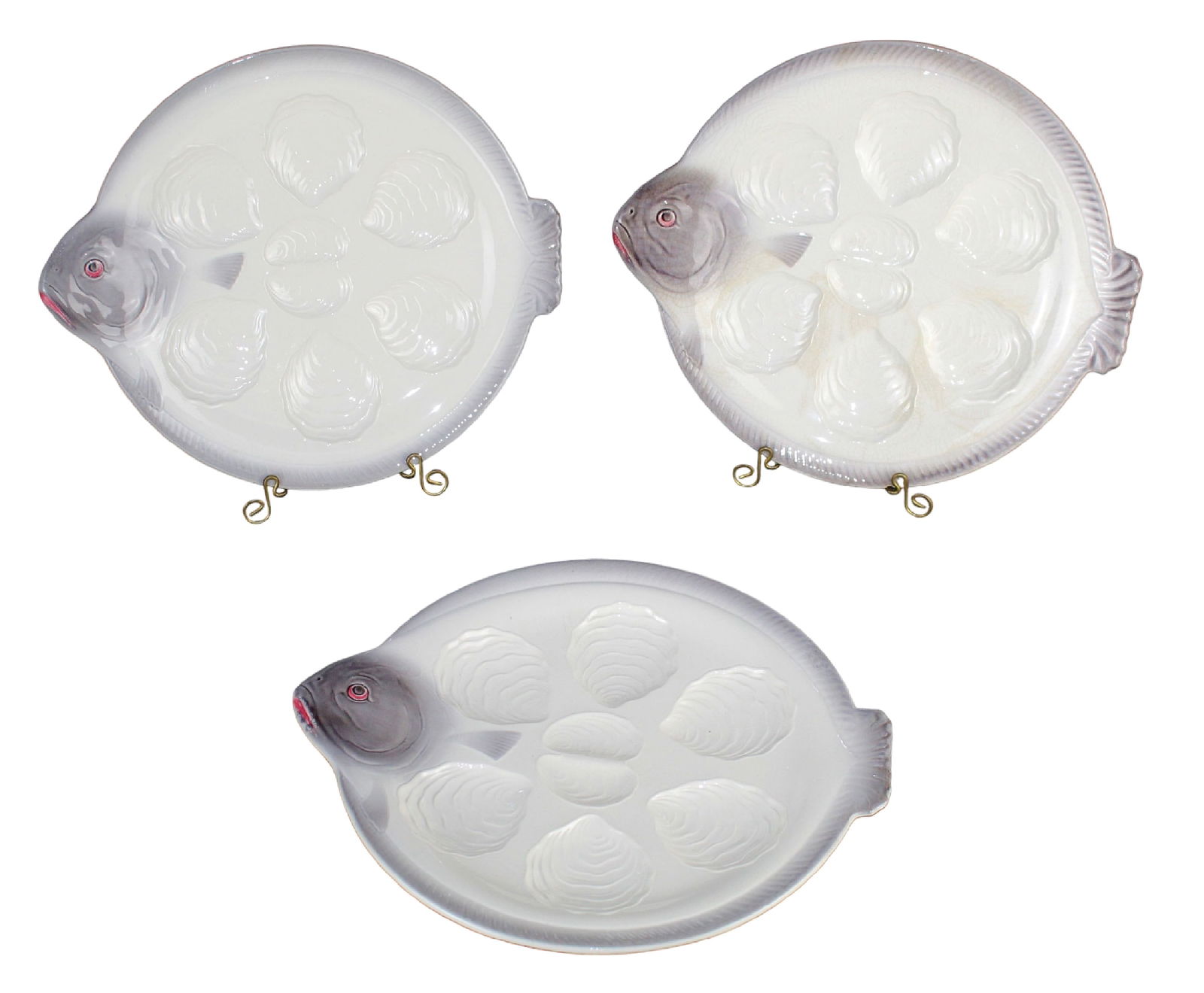 Set of 3 German Waechtersbach flounder form oyster plates (1 of 11)