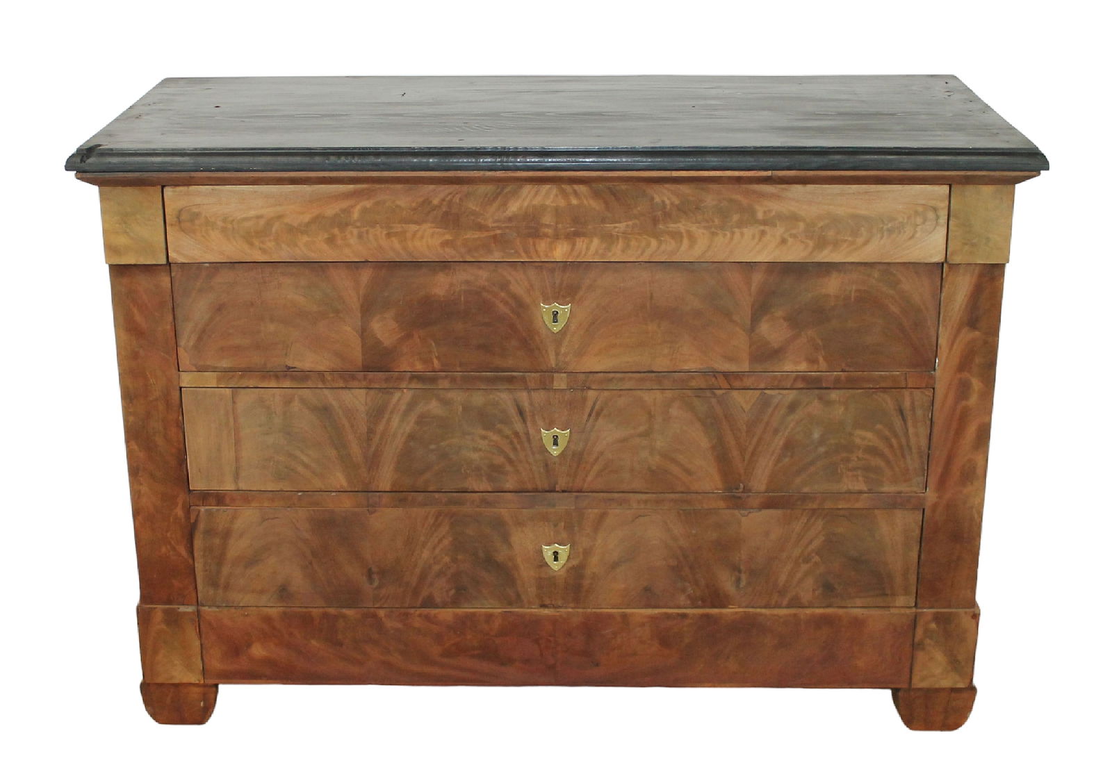 French Louis Philippe commode with painted black wood top: French Louis Philippe commode with painted black wood top. Late 19th century. 35"h x 50"w x 20 5/8"d