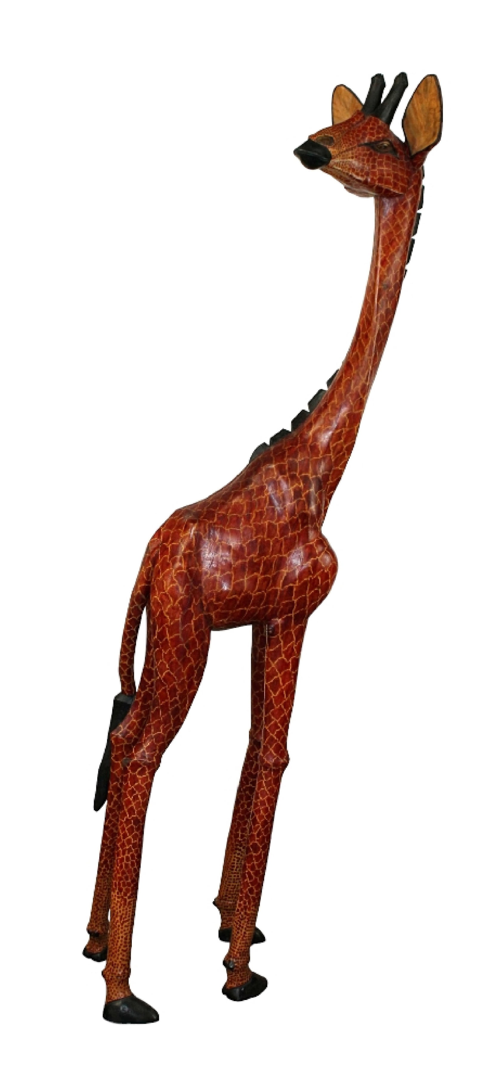 Artisan carved and painted 7' African giraffe sculpture (1 of 8)