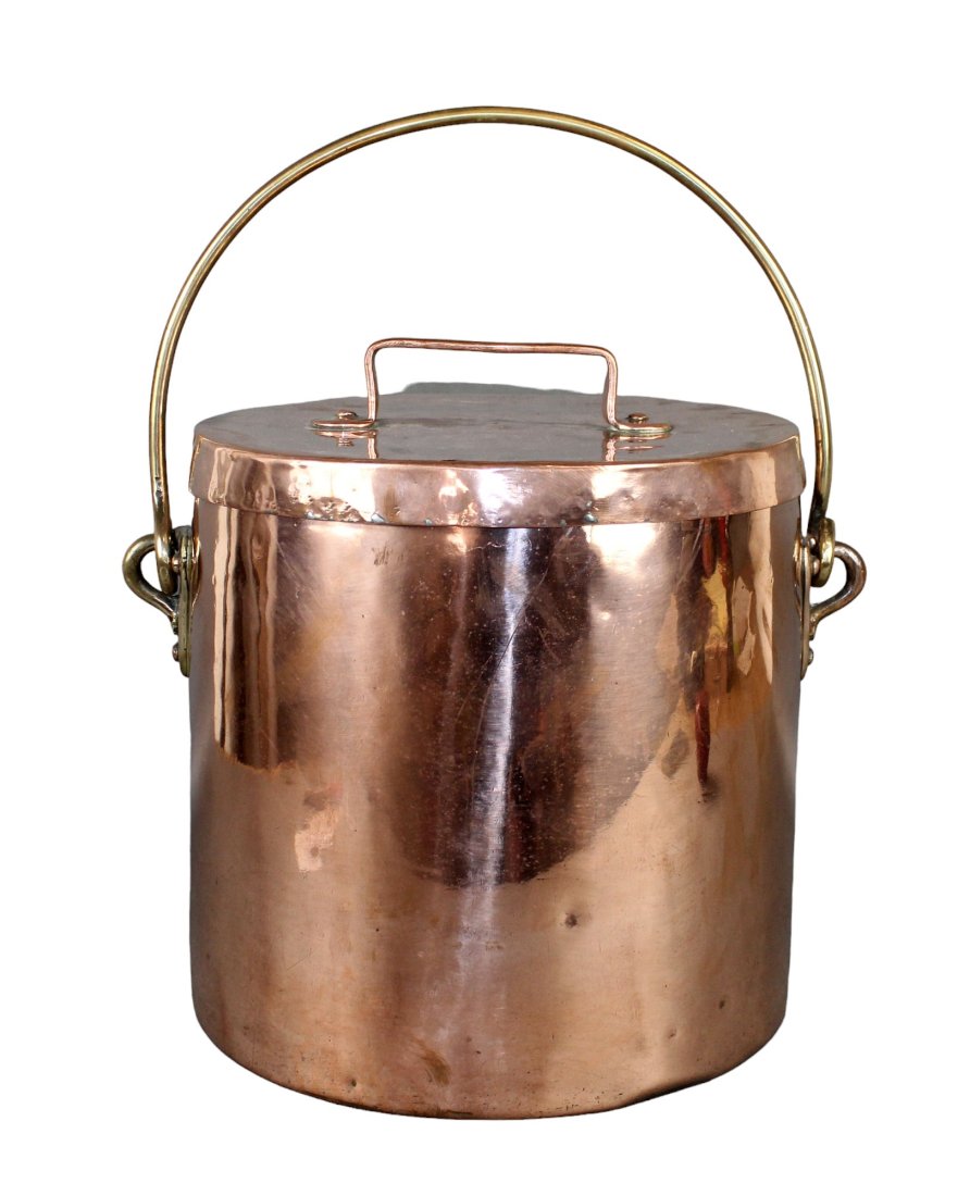 French copper lidded stock pot with iron handle (1 of 9)