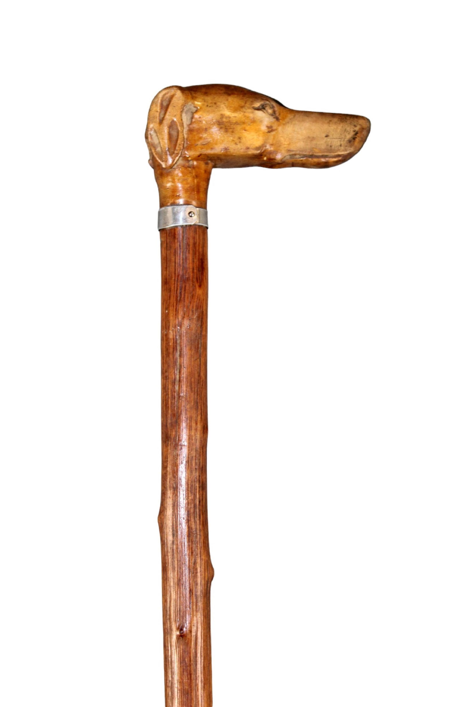 French cane walking stick with carved dog head (1 of 8)