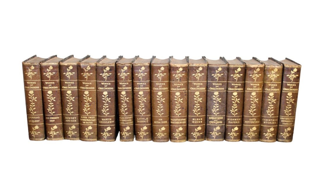 Lot of 15 leather spine Charles Dickens books (1 of 7)