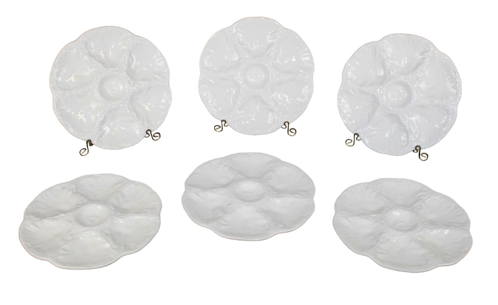 Lot of 6 French Gien oyster plates: Lot of 6 French Gien oyster plates. Mid 20th century. 9 5/8"diam Total weight: 10lbs