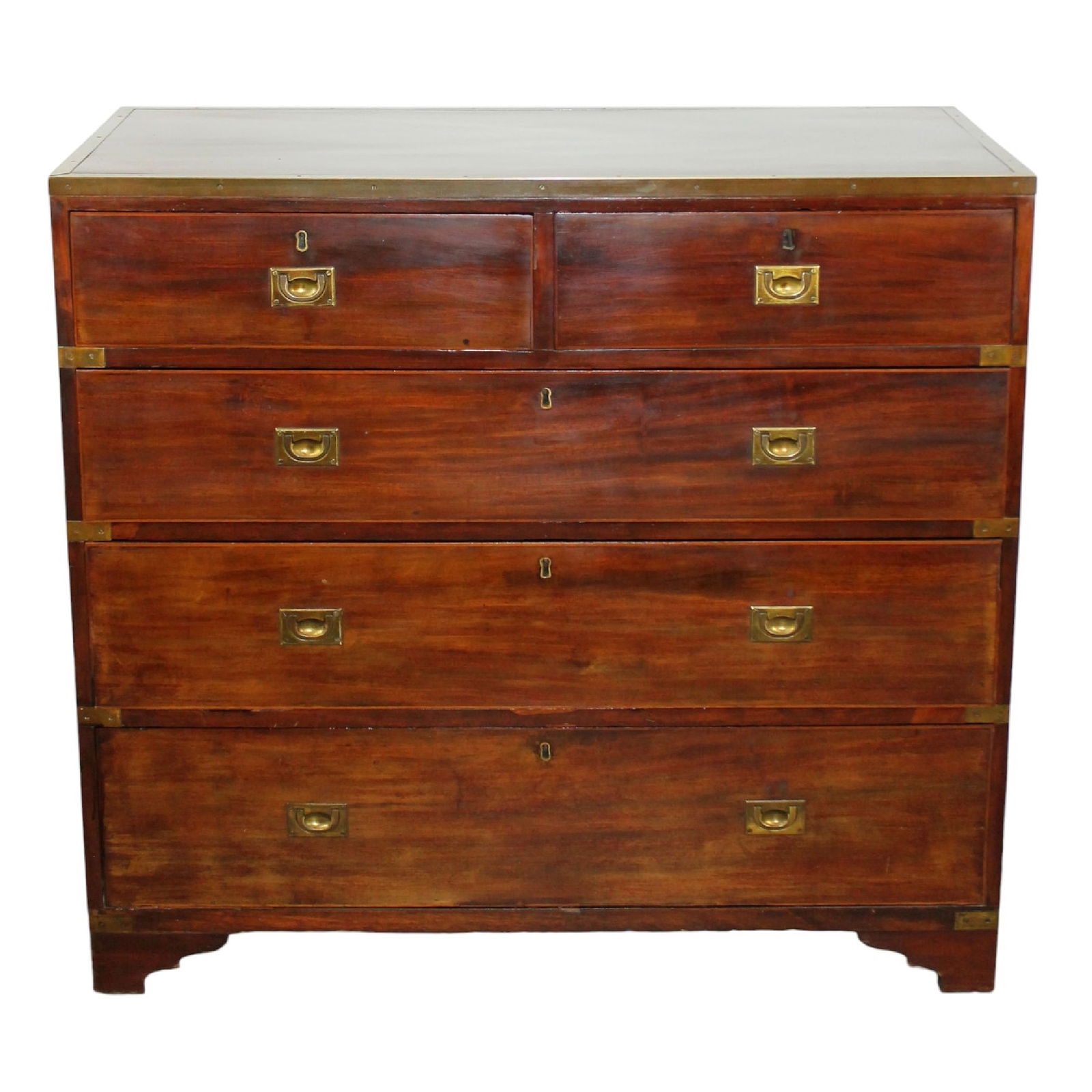 Antique English mahogany campaign 2 over 3 chest (1 of 11)
