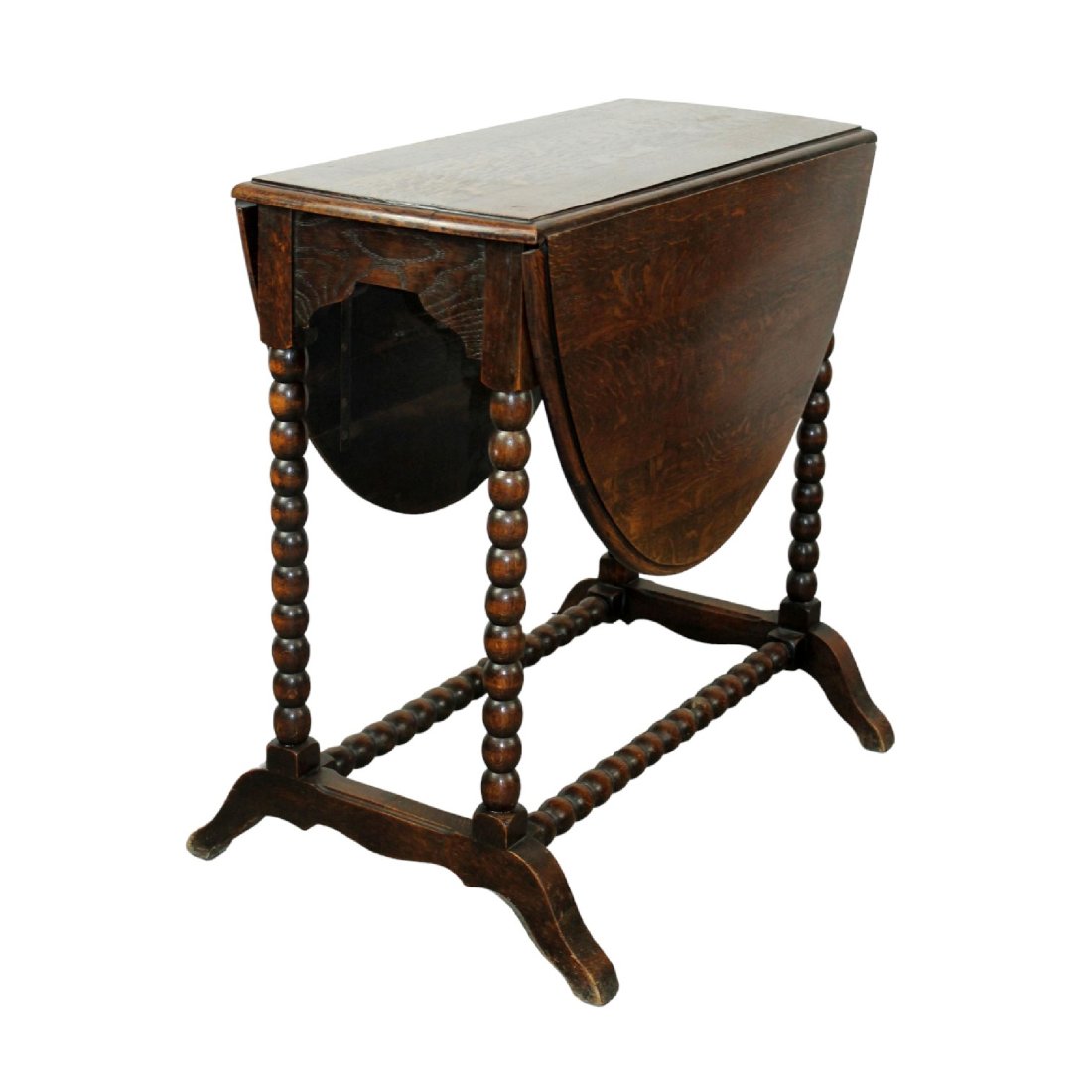 French oak bobbin leg oval drop side twist top table (1 of 10)