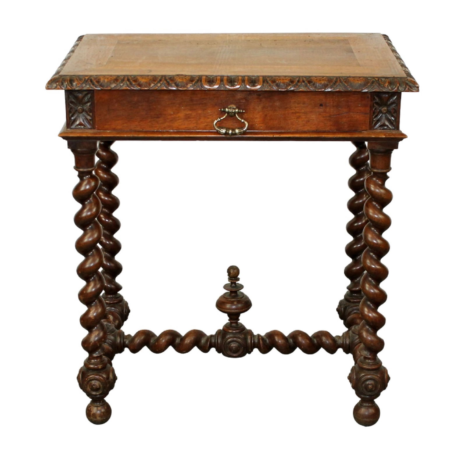 French walnut barley twist side table with single drawer (1 of 11)
