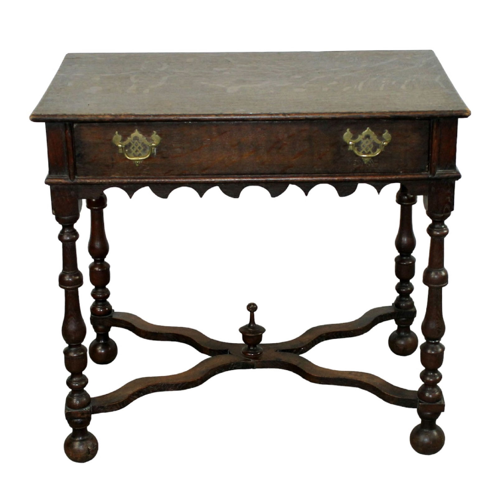 English side table in oak with carved apron and single drawer (1 of 13)